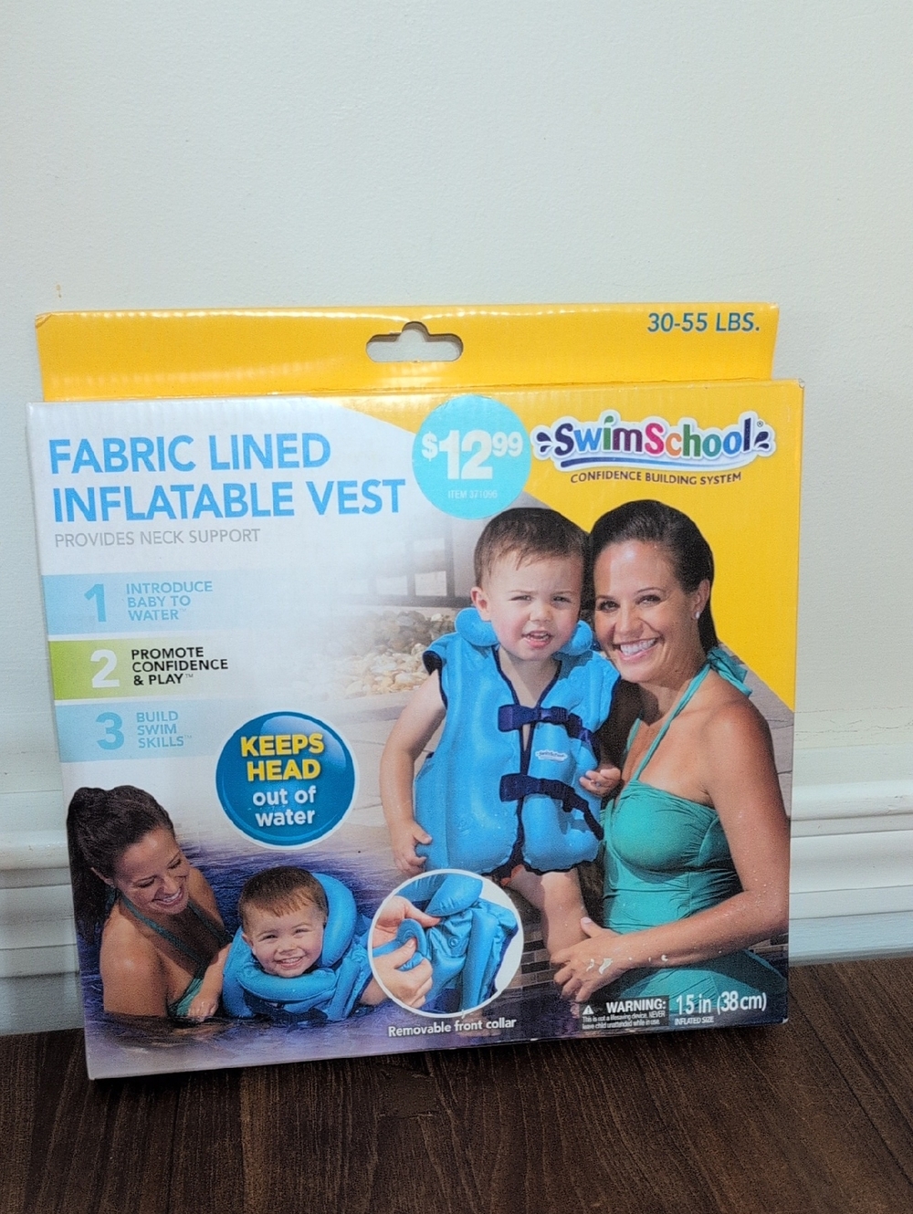 Swimschool Kids Fabric Lined Inflatable Swim Vest - Blue